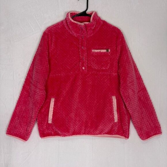 New Simply Southern Women's Dark Pink Super Soft Fleece Snap Button Pullover Swe - Picture 1 of 14